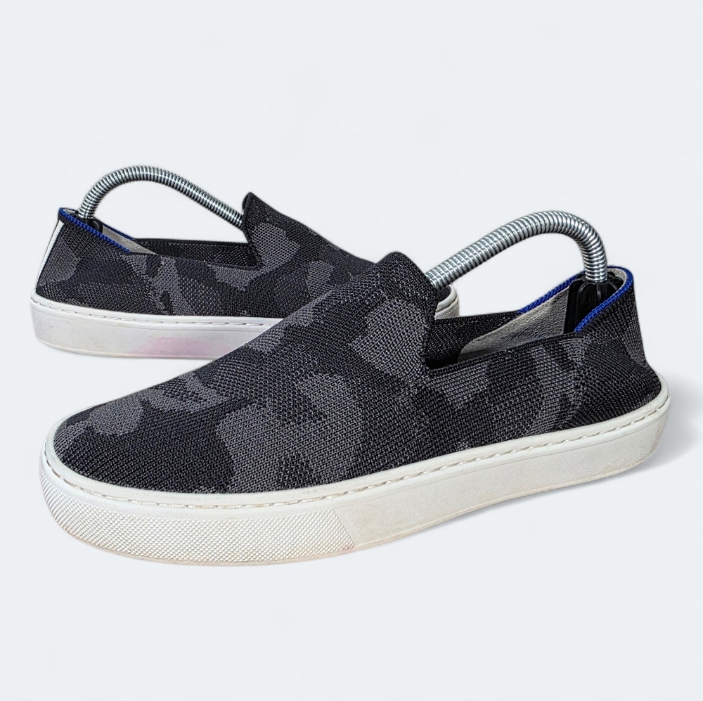 Rothy's The Original Slip On Sneaker Women's Size 6.5 in a black/grey camo knit